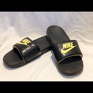 Green Nike Slides
